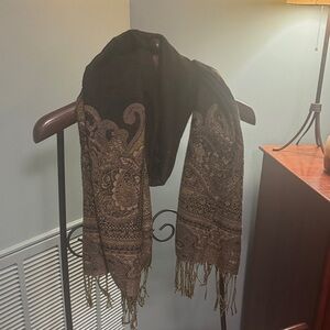 Elegant Black and Brown Paisley Scarf